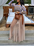 Women's Semi-Sheer Chiffon Maxi Skirt - Elasticized Waistline / Gathers